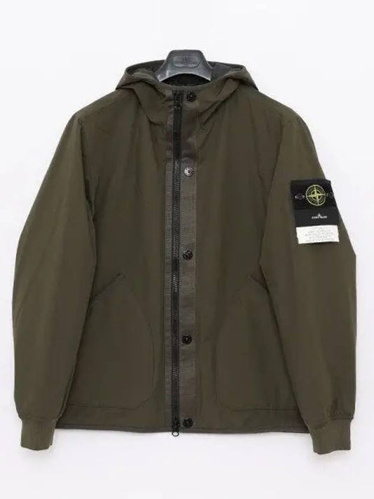 Soft Shell-R E.Dye Pure Insulation Technology Recycled Polyester Primaloft Hooded Jacket Olive Green - STONE ISLAND - BALAAN 2