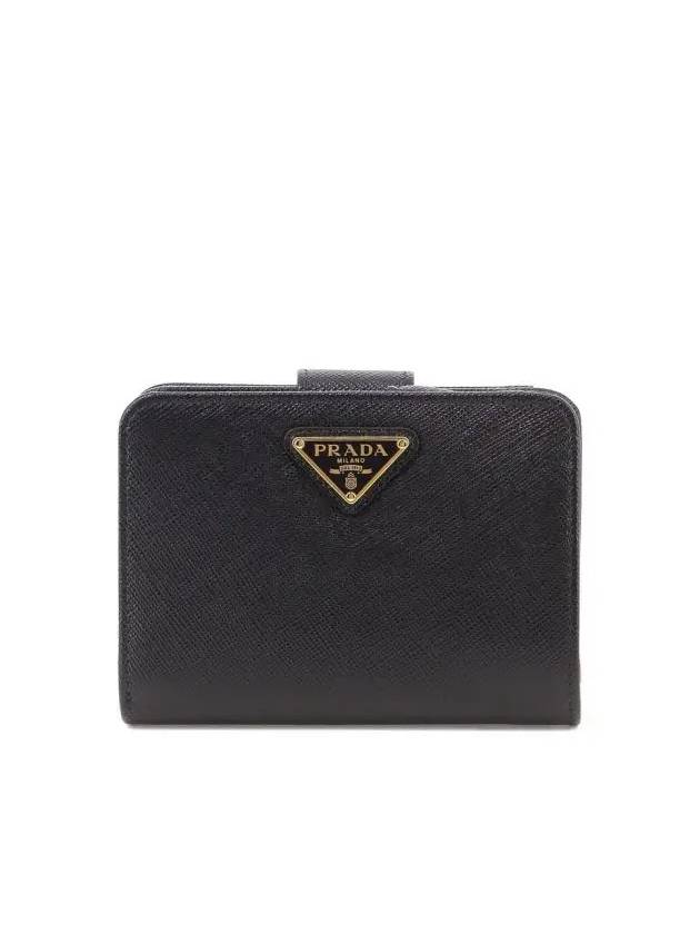 Small Saffiano Leather Half Wallet Black - PRADA - BALAAN 2