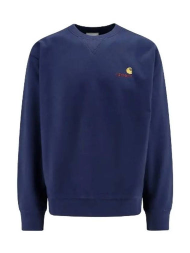 Men s American Script Crew Neck Sweatshirt Navy I025475 29LXX - CARHARTT - BALAAN 1