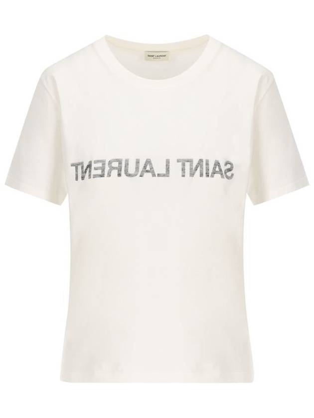 Reverse Short Sleeve T-Shirt Nature Et Noir - SAINT LAURENT - BALAAN 2