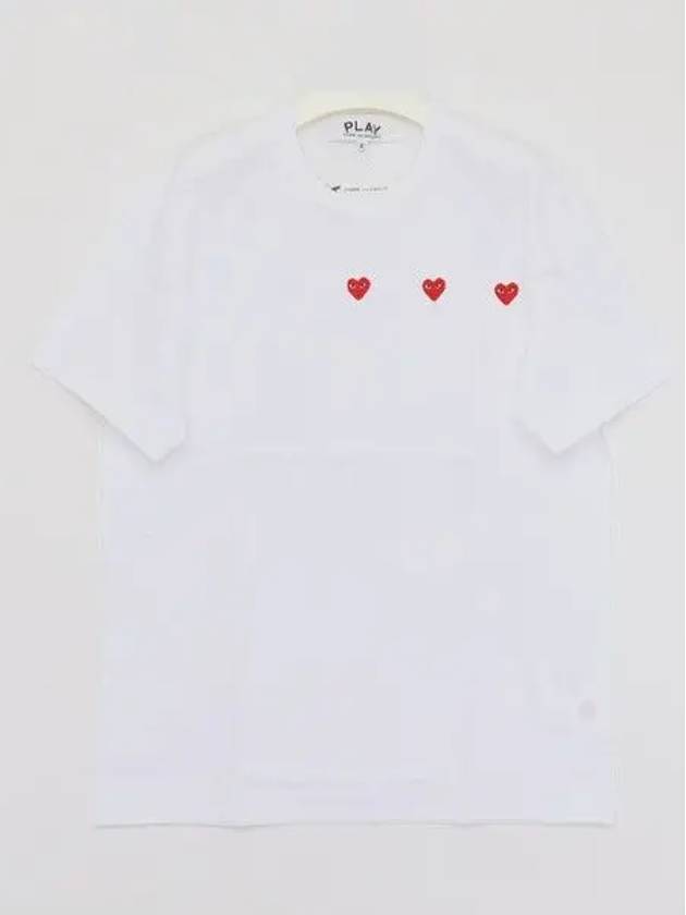 Triple Red Heart Short Sleeve T Shirt P1T3373 WHITE 270903 1043752 - COMME DES GARCONS - BALAAN 1