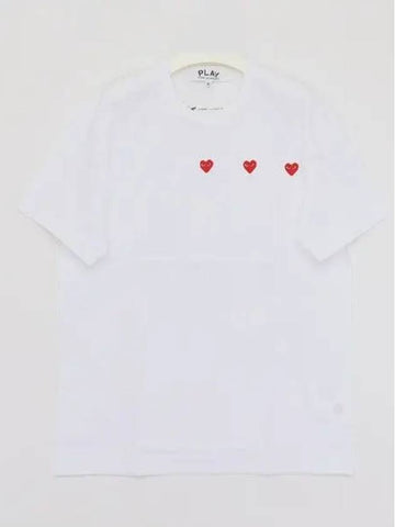 Triple Red Heart Short Sleeve T Shirt P1T3373 WHITE 270903 1043752 - COMME DES GARCONS - BALAAN 1