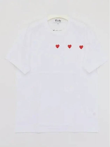 Triple Red Heart Short Sleeve T Shirt P1T3373 WHITE 270903 1043752 - COMME DES GARCONS - BALAAN 1