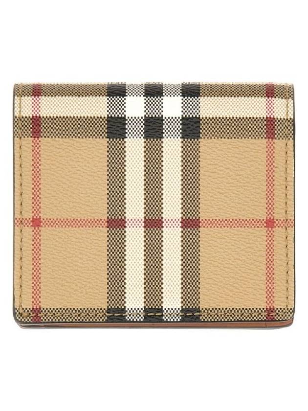 Check Small Leather Half Wallet Beige - BURBERRY - BALAAN 3