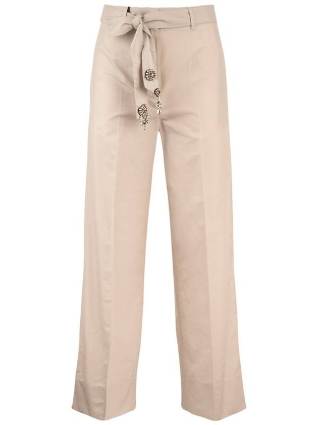 Max Mara Cotton Pants With Decorated Belt - MAX MARA - BALAAN 1