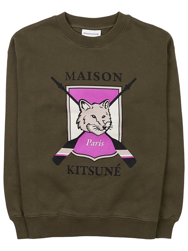 Maison Kitsune Women's College Fox Print Comfort Sweatshirt LW00306KM0307 KHAKI - MAISON KITSUNE - BALAAN 1