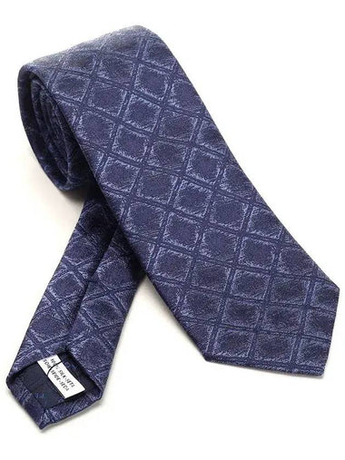 Jacquard Check Print Tie Blue - SALVATORE FERRAGAMO - BALAAN 1