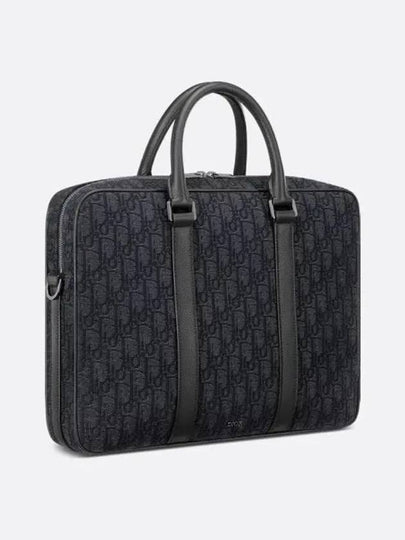 Men s Zipper Briefcase Oblique Jacquard Black 1ESBR180YKY H03E - DIOR - BALAAN 2