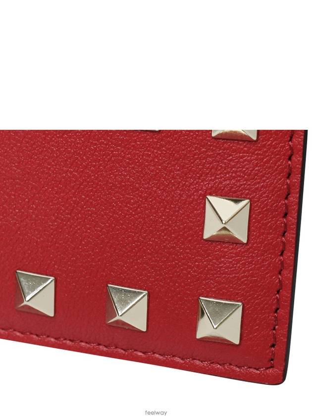 Rockstud Card Wallet Red - VALENTINO - BALAAN 5