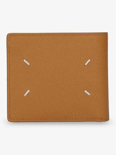 Stitched Bifold Leather Half Wallet Mustard - MAISON MARGIELA - BALAAN 2