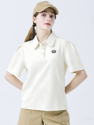 Doyou Know MC Women s Functional Material Wide Shirt Collar Pleated Sleeve Beige Short T DO3242TS82 1 - DOYOUKNOWMC GOLF WEAR - BALAAN 1