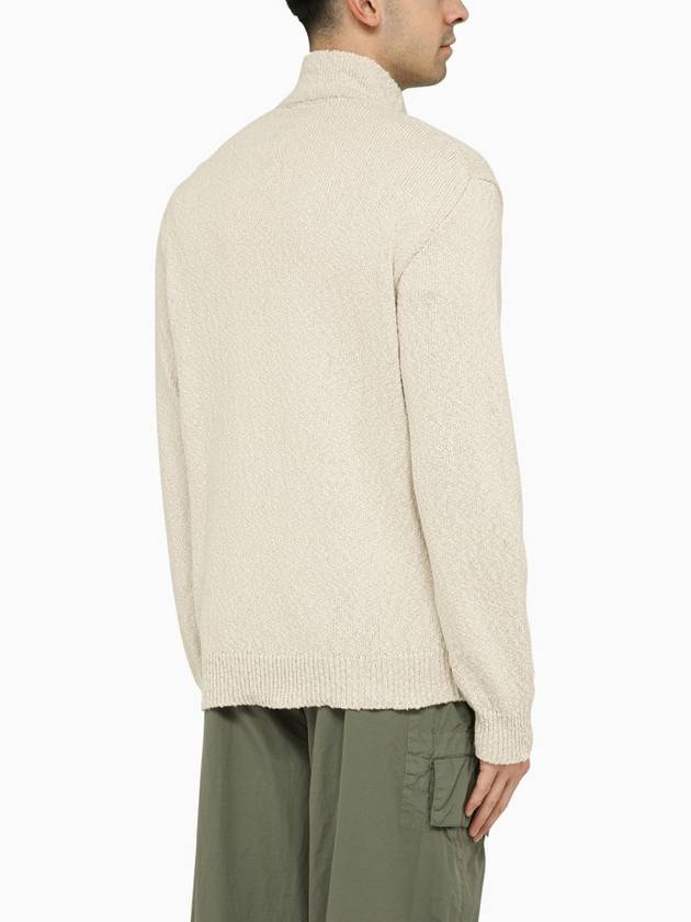 Half Zip-up Loose Fit Uneven Cotton Yarn Knit Top Beige - STONE ISLAND - BALAAN 3