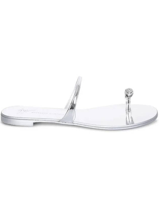 Women's Crystal Ring Leather Slippers Silver - GIUSEPPE ZANOTTI - BALAAN 1