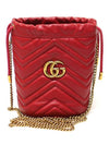 575163 Red matelass chevron gold plated GG Marmont mini bucket chain shoulder bag - GUCCI - BALAAN 1