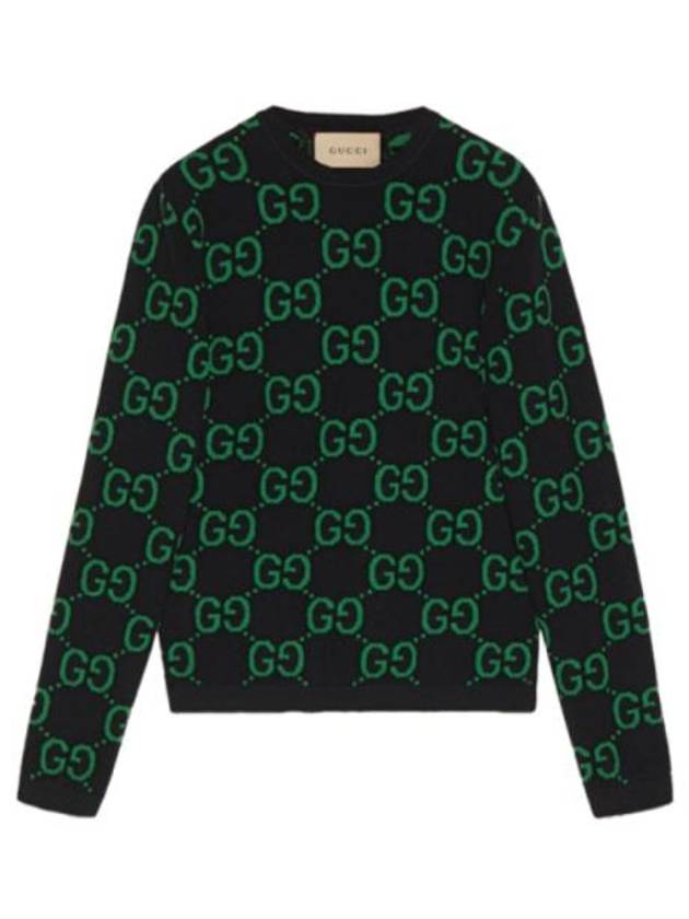 GG Wool Jacquard Knit Top Black Green - GUCCI - BALAAN 8