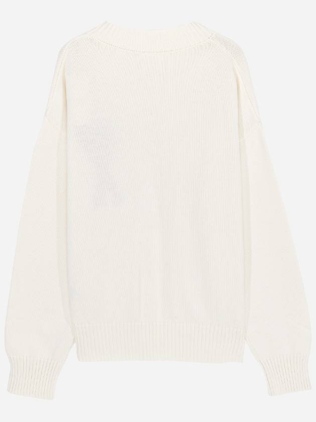 Red Logo Wool Overfit Knit Top White - AMI - BALAAN 6