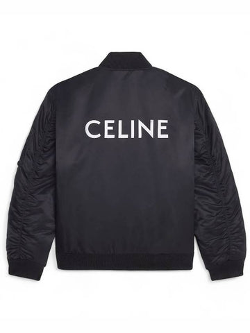 Back logo bomber flight jacket black unisex - CELINE - BALAAN 1