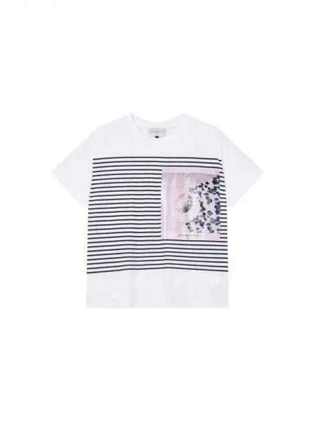 ARMANI 30 9 29 Women s Picture and Stripe T shirt White 270580 - EMPORIO ARMANI - BALAAN 1