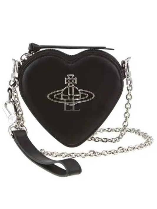 ORB Heart Chain Leather Cross Bag Black - VIVIENNE WESTWOOD - BALAAN 2