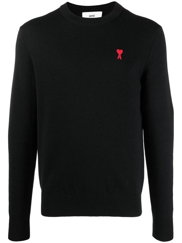 Men's Heart Logo Wool Knit Black - AMI - BALAAN 1