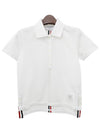 Classic Pique Center Back Stripe Relaxed Fit Short Sleeve Polo Shirt White - THOM BROWNE - BALAAN 3