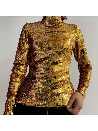 Women's Sequin Turtleneck Gold - BURBERRY - BALAAN 2