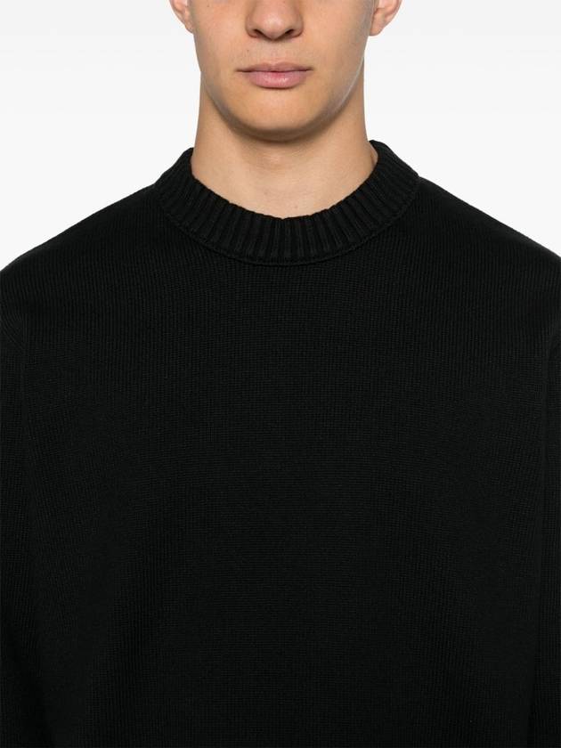 Round Neck Wappen Organic Knit Top Black - STONE ISLAND - BALAAN 6