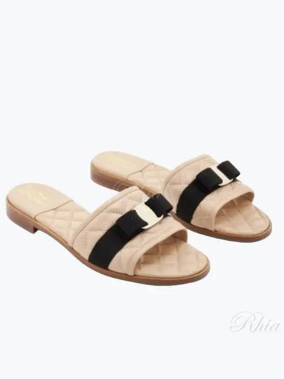 Vara Quilted Slippers Beige - SALVATORE FERRAGAMO - BALAAN 2