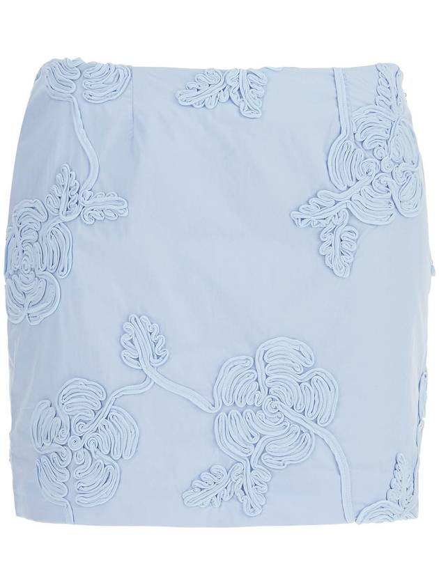 light blue cotton mini skirt with 3d floral embroidery - ROTATE - BALAAN 1