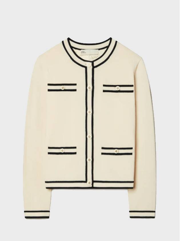 Kendra Button-Up Crew Neck Cardigan Ivory - TORY BURCH - BALAAN 2