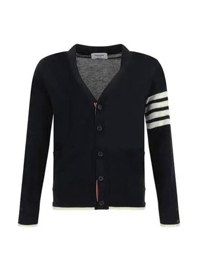 Wool 4-Bar Cardigan Black - THOM BROWNE - BALAAN 2