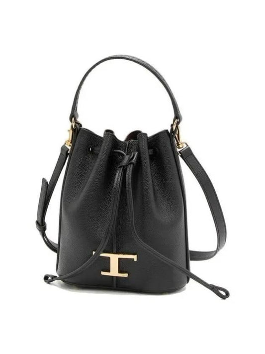 T Timeless Leather Micro Logo Bucket Bag Black - TOD'S - BALAAN 2