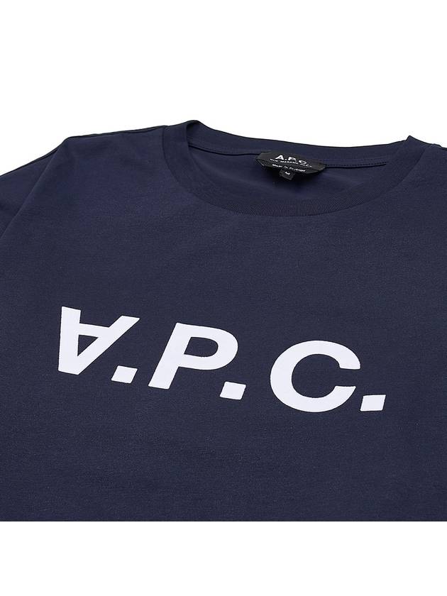 Logo Print Crew Neck Short Sleeve T-Shirt Navy - A.P.C. - BALAAN 4