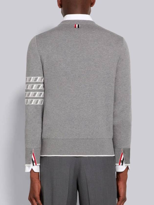 Men's Diagonal Kite Icon Jacquard Knit Cotton Sweatshirt Light Grey - THOM BROWNE - BALAAN 7