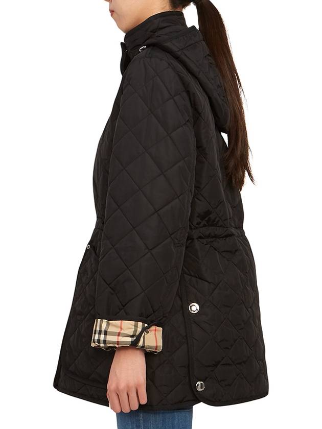 Diamond Quilted Long Nylon Jacket Black - BURBERRY - BALAAN 6