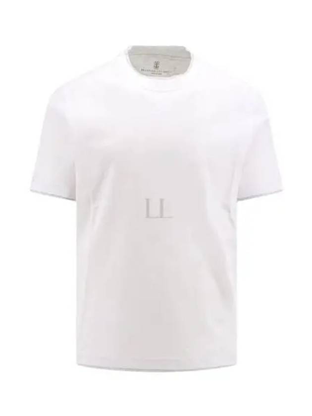 Men's Layered Effect Short Sleeve T-Shirt White - BRUNELLO CUCINELLI - BALAAN 2