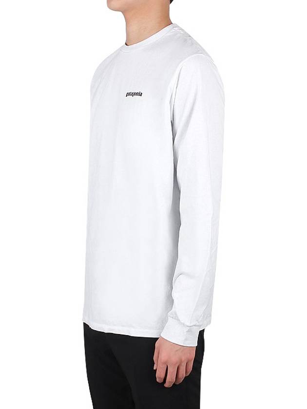 P6 Logo Responsibili Long Sleeve T-Shirt White - PATAGONIA - BALAAN 4