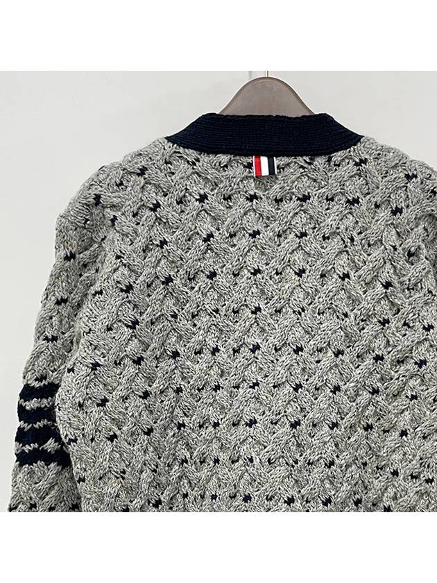 4 Bar Stripe Cable Knit Cardigan Grey - THOM BROWNE - BALAAN 8