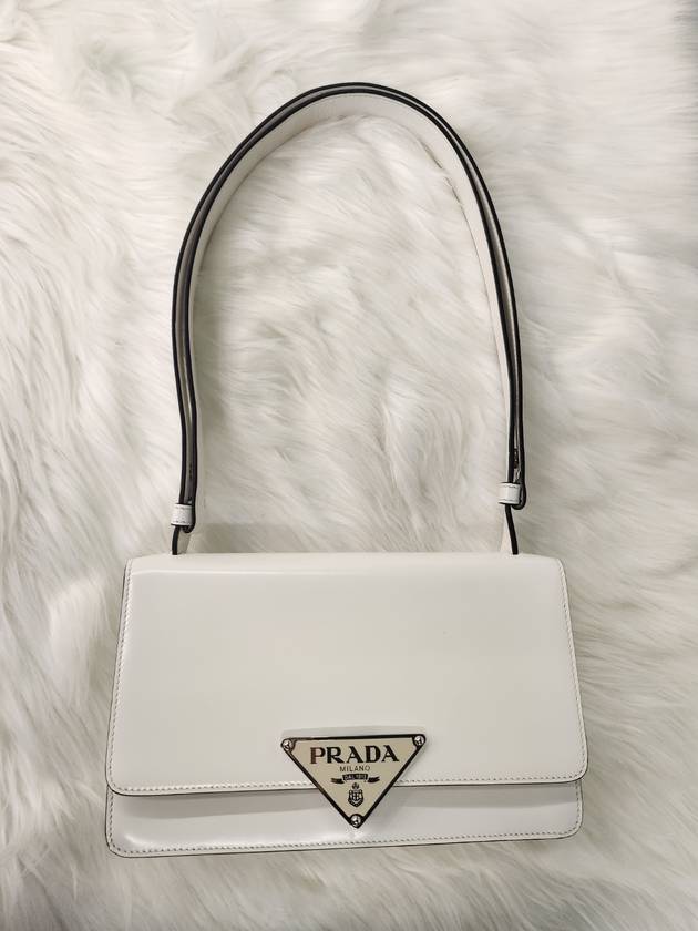 Women s Brushed Leather Shoulder Bag White 1BD321 Condition - PRADA - BALAAN 10