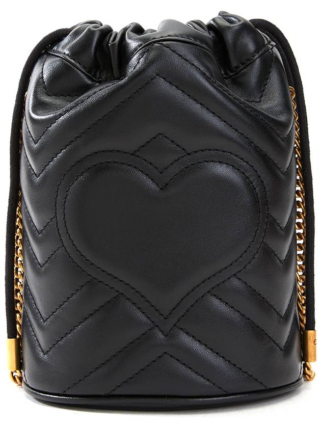 GG Marmont Gold Chain Mini Bucket Bag Black - GUCCI - BALAAN 5