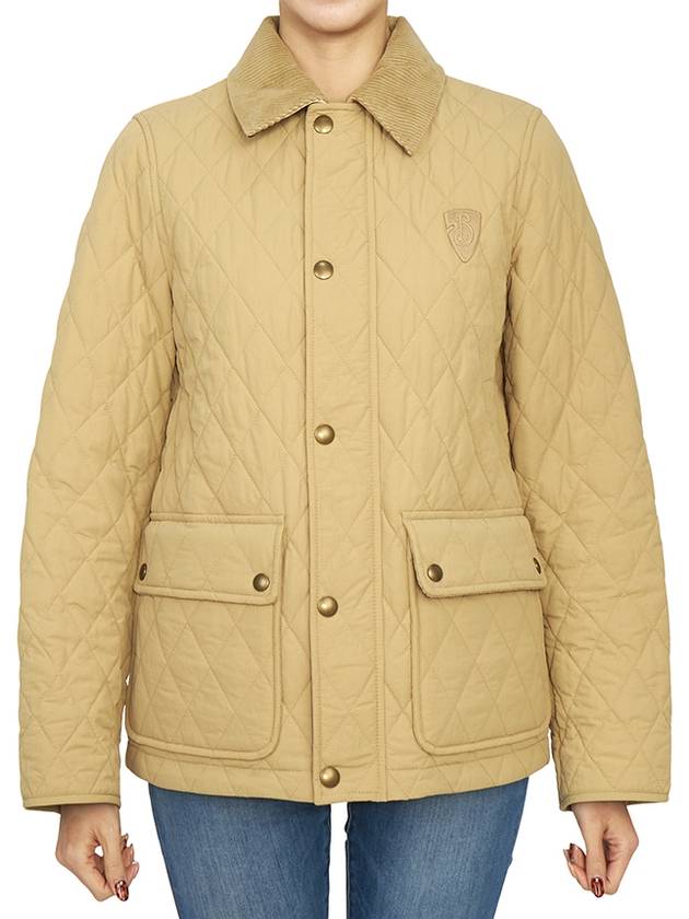 Applique B Shield Corduroy Collar Quilted Jacket Beige - BURBERRY - BALAAN 3