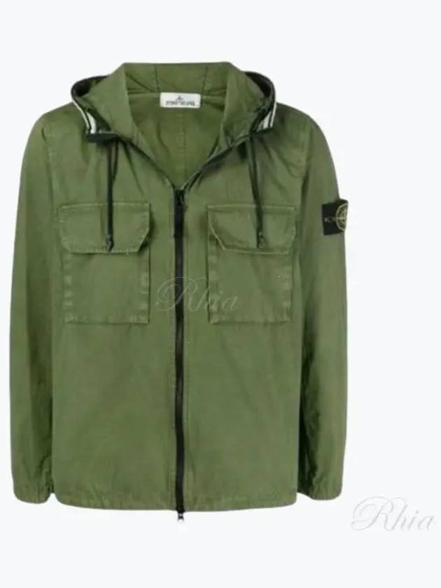 Wappen Patch Old Treatment Hooded Zip Up Olive Green - STONE ISLAND - BALAAN 2