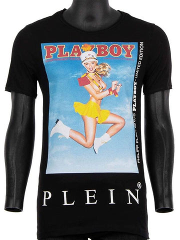 Women's Playboy collaboration play boy short sleeve tshirt black MTK3692 PJY002N - PHILIPP PLEIN - BALAAN 1