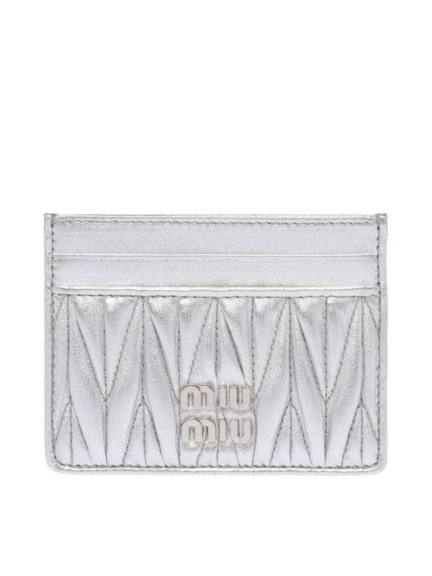 Matelasse Nappa Leather Card Wallet Silver - MIU MIU - BALAAN 3