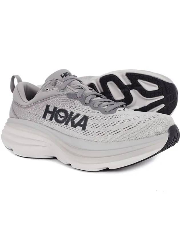 Bondi 8 Wide Low Top Sneakers Grey - HOKA ONE ONE - BALAAN 3