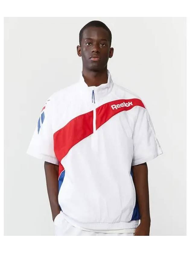 Paneled Vector Short Sleeve Anorak White Turkish Blue - REEBOK - BALAAN 1