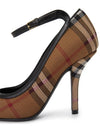 Check Point Toe Knit Pumps Brown - BURBERRY - BALAAN.