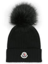 Kids Infant Pom Beanie Black 3B00014 M1131 999 - MONCLER - BALAAN 3