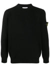 11Th Anniversary Wappen Patch Crew Neck Knit Top Black - STONE ISLAND - BALAAN 3