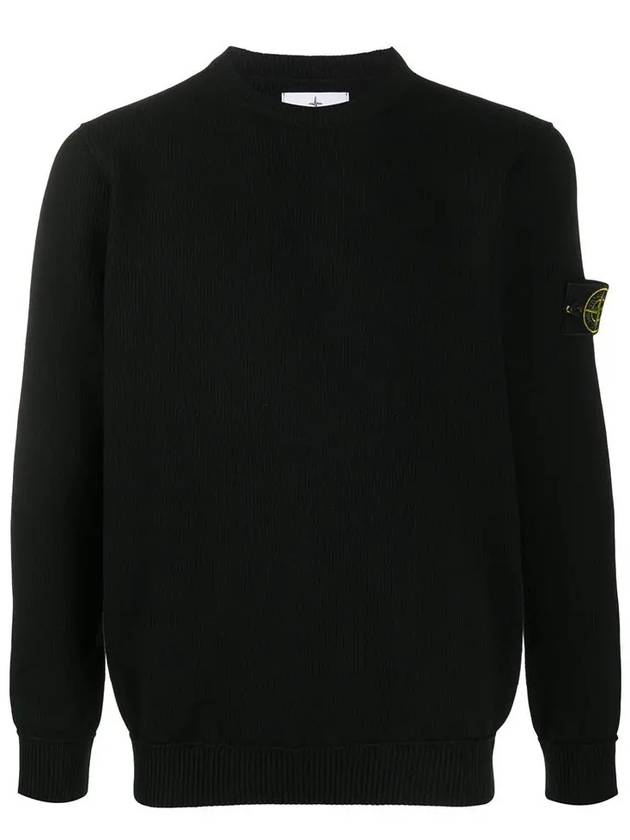 11Th Anniversary Wappen Patch Crew Neck Knit Top Black - STONE ISLAND - BALAAN 3